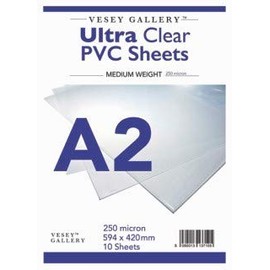 10 x A2 Sheets of clear plastic acetate (420x594mm). Transparent plastic sheeting