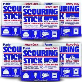 U.S. Pumice 1001 Pumie Scouring Stick, Heavy Duty, HDW, Remove Stains, Hard Water Rings, Rust and Paint, Carbon Buildups, (6 Pack)