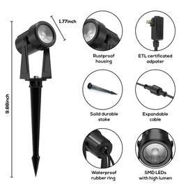 Banord RGBW Color Changing Outdoor Landscape Lighting, 6 Pack Low Voltage LED Outdoor Spotlight with Remote, IP65 Waterproof for Yard, Garden, Lawn