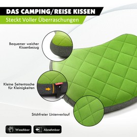 HIKENTURE Inflatable Camping Pillow with Removable Cover, Travel Pillow, Inflatable Lightweight, Ergonomic Pillow On the Go, Inflatable Pillow Camping Pillow Outdoor, Inflatable Pillow Green