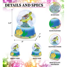CoTa Global Sea Turtle Snow Globe - Sparkly Water Globe Figurine with Sparkling Glitter, Collectible Novelty Ornament for Home Decor, for Birthdays, Christmas, and Valentine's Day - 65mm