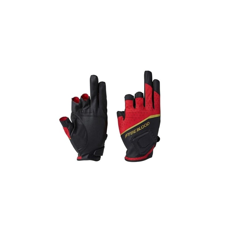Shimano Limited Pro Magnetic Quick Dry Gloves, 3-Cut GL-100X, Blood