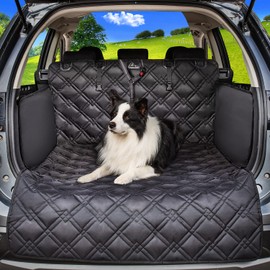 Meadowlark SUV Cargo Liner Dog Seat Covers + Seat Belt, Large, Double Stitched & Extra Padded, Waterproof, Anti Shock, Non-Slip, Cover Trunk Mat, Dog Accessories, Pet Car Seat Protector for Fur & Mud