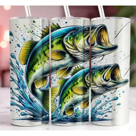 Bass Fish 20 oz Stainless Steel Tumbler Handmade #2