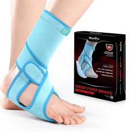 Welnove Drop Foot Brace with Arch Support，AFO Brace for Walking ，Relieve the Instability of Lower Limbs by Foot Drop, MS, TBI, Spinal Cord Injury, Cerebral Palsy(Blue, Right)