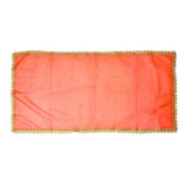 Set of 4 Chunari Decorative Silk Cloth Puja Chunni Chunar (Size :- 20 Inches x 12 Inches) Aasan Mat for Statue Frame Idol Temple for Indian Traditional Housewarming Festival Decoration (Red)