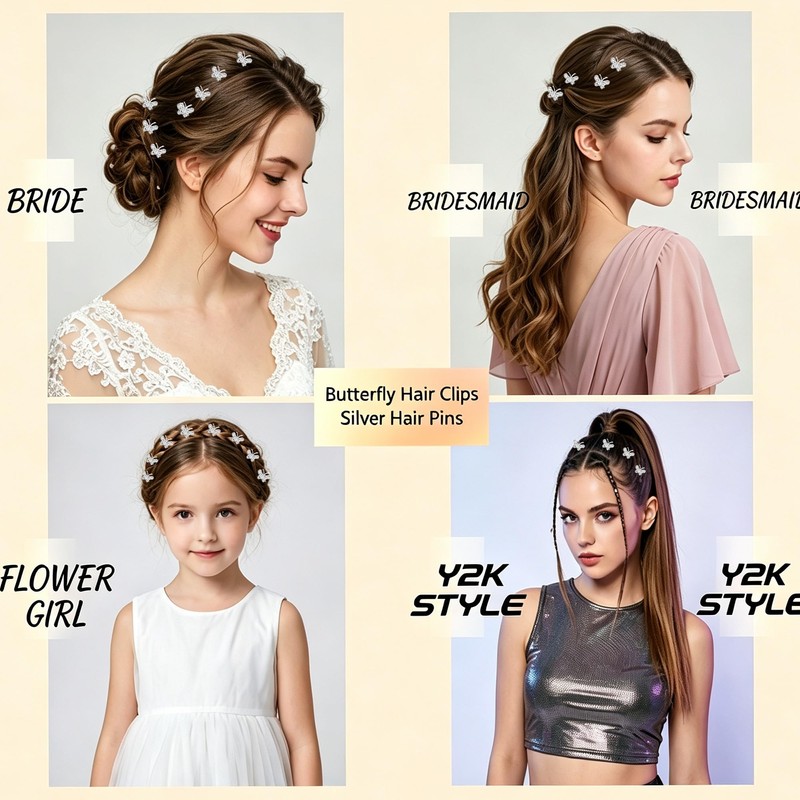 10 PCS Mini Rhinestone Butterfly Hair,Decorative Barrettes for women
