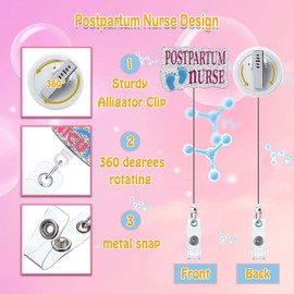 ANDGING Nicu Badge Reel Holder Postpartum Nurse Labor and Delivery Nursing Badge Reels Retractable for Nurses Glitter Acrylic Medical Badge Clip RN LPN CNA LVN Cute ID Card Accessories Nurse Gifts