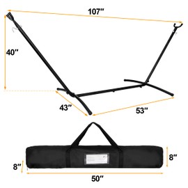 LEMY 9FT Hammock with Heavy Duty Stand for Outside, 2 Person Hammock Bed with Carrying Case for Camping, Garden, 620 LBS Capacity