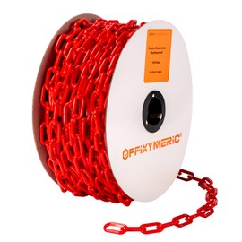 OFFIXYMERIC 100-Feet Plastic Chain Links, 1.4-Inch Link, UV-Resistant Safety Barrier for Crowd Control, Queue Lines, Fences, Gates, Construction Sites, Lightweight & Weatherproof