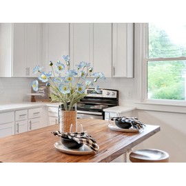 ZYTUYO 6PCS Blue Artificial Poppy Flowers with Stems Faux Poppies Bouquets Silk Spring Floral for Indoor Table Party Arrangement Wedding Ceremony Decor