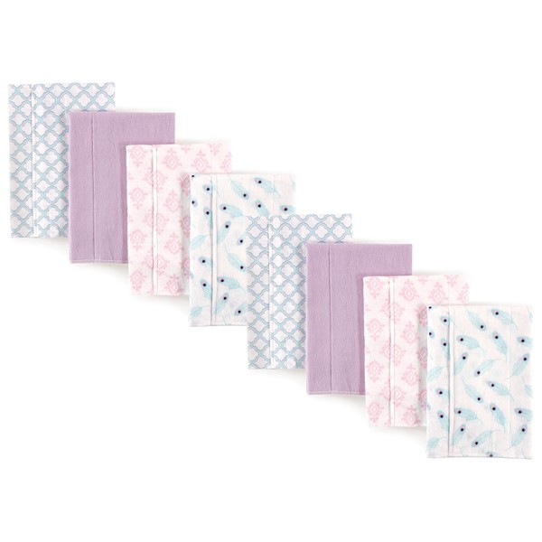 Hudson Baby Cotton Poly Flannel Burp Cloths Multipack, Peacock Feather
