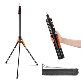 Portable Travel Light Stand Folding Travel Tripod with 180° Reversible Leg,1/4" to 3/8" Screw Adapter, 220cm/7ft for Outdoor/Indoor Photography Speedlite Softbox Umbrella Reflector with Carrying Bag
