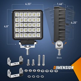 Nilight 4.3 Inch Square Utility LED Work Light W/Integrated Toggle Switch, 2PCS 60W 150° Flood Lamp for Offroad Heavy Equipment Vehicles Truck Tractor Golf Cart Boat ATV UTV
