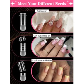 EBANKU 96PCS Poly Gel Nail Forms Set, Reusable Dual Forms for Polygel Matte Stiletto Almond Square Nail Mold with 75ml Slip Solution Nail Clips Gel Brush Nail File for Home Salon Nail Design, 4 Styles