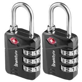 SharkByte TSA Approved Luggage Locks, 3-Dial Security Travel Combination Padlock, Travel Lock for Suitcases Luggage Case, Backpack, Travel Bag, Code Small Padlock, Suitcase Locks (2 Pack)