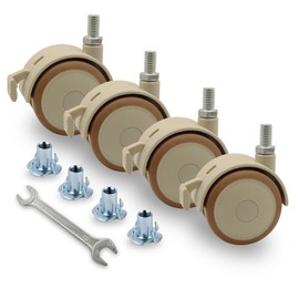 NERILEE 2" Stem Casters Replacement Casters 4Pcs Threaded Swivel Furniture Caster Wheels with Brakes 90Lbs (M6-1.0x15mm)