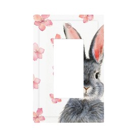 VunKo Single Gang Rocker Switch Receptacle Plate - 1 Gang Decora GFCI Cute Flower Rabbit Bunny Decorative Wall Plate Cover Wallplate with Screws