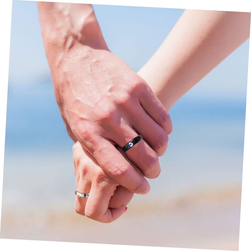 TEHAUX 3 Pairs Angel Pair Couples' Matching Jewelry Promise Rings