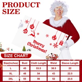 Shinymoon 7 Pcs Mrs. Claus Costume for Women Santa Claus Costume Thick Velvet Santa Dress Outfit for Christmas Party (Dark Red,3X-Large)