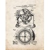 Stellar Compass And Great-circle-course Projector Patent Print Old Look (5"