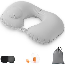 KOLZEMV Aeroplane Inflatable Neck Pillow, Travel Pillow, Inflatable Aeroplane, Neck Pillow, Adult Inflatable Neck Pillow, Travel with Eye Mask and Ear Plugs