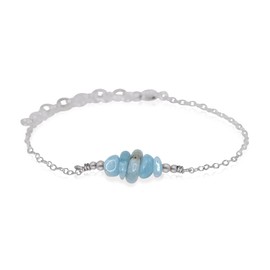 Aquamarine Chip Bead Bar Bracelet in Stainless Steel