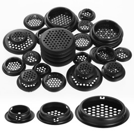 Mynoozi 30 Pcs Round Air Vents (10pcs 25mm+10pcs 35mm+10pcs 53mm), Stainless Steel Air Vent Hole, Round Mesh Hole, Round Ventilation Grilles for Kitchen, Bathroom, Cupboard and Wardrobe (Black)