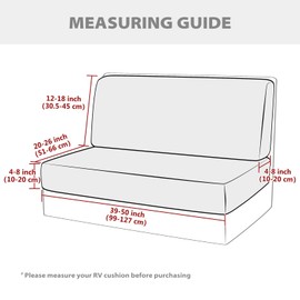 Gollense RV Dinette Cushion Covers, Waterproof Jacquard Stretch Camper Bench Seat Slipcover, Sectional Replacement Loveseat Protector for Trailer Van, 2 Backrest Cover & 2 Bench Cover (Grayish Green)