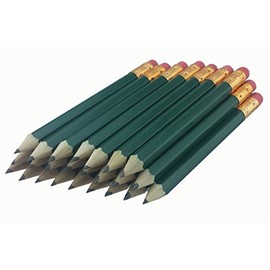 ezpencils - Dark Green Barrel Golf (1/2 a pencil - Pew pencils) Hexagon Pencils with Eraser - 48 pkg - Non-Smudge Eraser - # 2 HB Lead - Sharpened - NEW