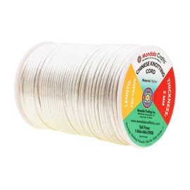 Mandala Crafts Nylon Satin Cord 2mm Rattail Cord Ivory String - 100 Yds Nylon Chinese Knotting Cord Rat Tail Silk Cord for Bracelet Necklace Jewelry Making Macrame Trim