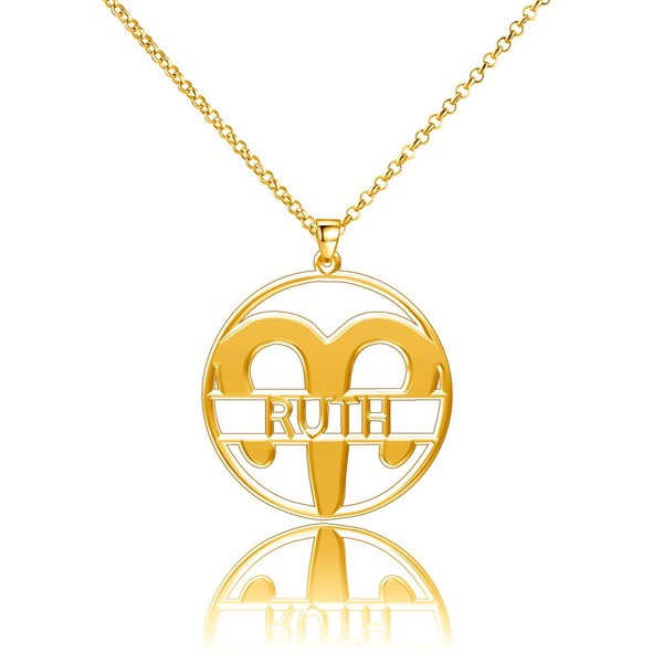 LoEnMe Jewelry Silver Plated Aries Woman Custom Made Engraved Sterling