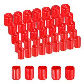sourcing map 50pcs Round Rubber End Caps Protective Caps 11mm 12mm 13mm 14mm 15mm Red Screw Thread Protectors