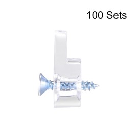 sourcing map Glass Retainer Clips Kit, 20mmx11mm Cabinet Door Clips Mirrors Holder with Screws for Doors, Window, 100Set