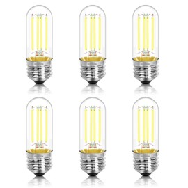 NOVELUX 3.2 Inch 5000K Daylight White E26 LED Bulb 60 Watt Equal, AC 120V 600LM Edison Bulbs Dimmable, 6W T10 T30 Filament Light Bulbs Clear Glass for Fan Pendant Wall Light, UL Certified-6 Pack