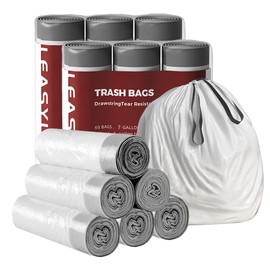 120 Counts 7 Gallon Small Drawstring Trash Bags, Small Garbage Bags, Code a fit 4-7 Gal, White Trash Bin Liners for Home Office Kitchen Bathroom Bedroom (7 Gallon Trash Bags (Pack of 120))