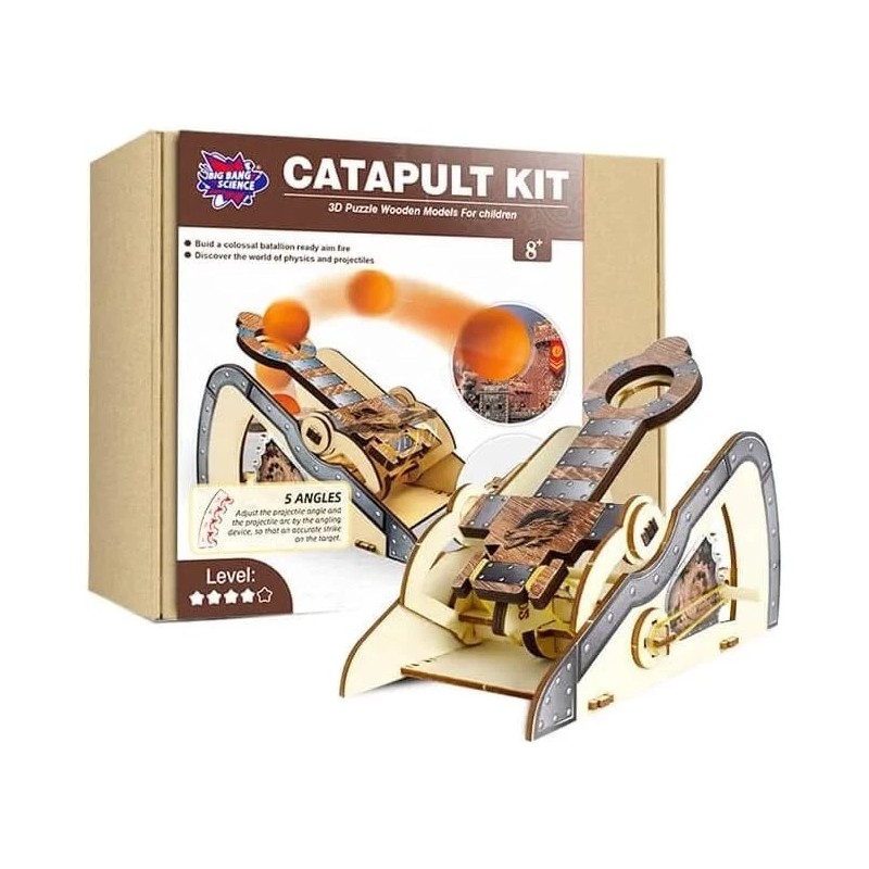 Livevie3D Wooden Catapult Kit STEM Toy for Kids, Includes Panels,
