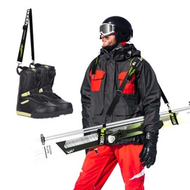 BOOSTEADY Ski Carry Strap and Poles Carry Strap, Ski Strap Pole Carrier Shoulder Straps with Non-Slip Adjustable Shoulder Straps & Metal Buckle Carrying Straps for Ski Carriers Poles Boots (2)