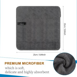 VIVOTE Microfibre Cleaning Cloths, Reusable Dish Cloths, Super Absorbent Tea Towels, Washable Dishcloths, Kitchen Towels, 25×25CM, 6 Pieces,400gsm (Grey)