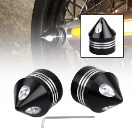 Unbranded Black Thick Cut Front Axle Cap Nut Covers For Harley Road King Dyna Super Glide