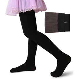 JiaYouLC Girls Fleece Lined Tights Winter Warm Opaque Leggings Kids Stretch Thermal School Tights (UK, Age, 11 Years, 13 Years, Regular, Black)