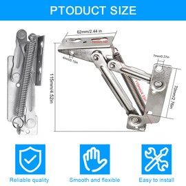 DURANTEY Pack of 2 Furniture Hinges Metal Cabinet Hinges with 8 Screws Flap Support Opening Angle Flap Holder Furniture Hinge Kitchen Cabinet for Cupboard Kitchen Cabinet Door Damping Hinges