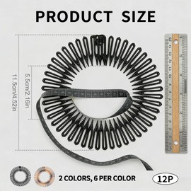 12 Pcs Circular Stretch Comb, Full Flexible Plastic Circle Headbands, Stretch Hair Headband, Curly Headbands with Clips, Hairband Holder Twist, Hair Headwear Accessories for Women Girls