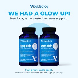 VitaMedica VitaMedica Bromelain & Quercetin Supplement - 500mg Bromelain 250mg Quercetin - 2400 GDU for Immunity, Joint Support, Inflammation and Muscle Recovery - 60 Vegan Capsules - 30 Servings (2 Pack)