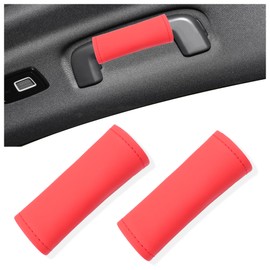 2PCS Leather Inside Car Door Handle Protector,Colorful Car Handle Cover for Car Decorations & Door Pull Handle Protections,Universal Interior Car Door Handle Scratch Protector (Red)