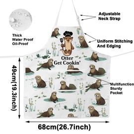 JNIAP Otter Kitchen Apron Otter Lover Gifts Otter Cooking Apron Otter Baking Apron Otter Mom Gift (Otter Get Cookin)