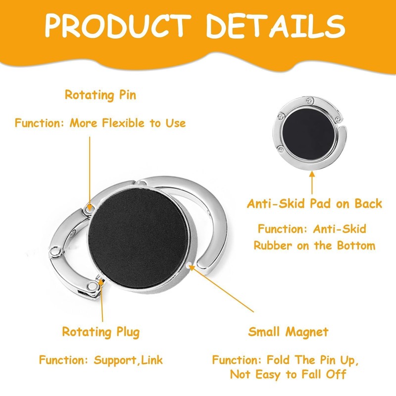 2PCS Handbag Hook for Table, Foldable Round Purse Hook Portable