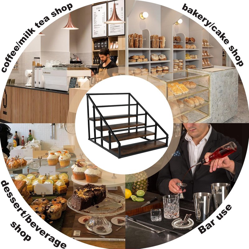 YQBRAO Coffee Syrup Rack Organizer,Liquor Bottle Display Shelf,Water cup display