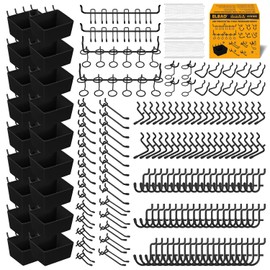 ELEAD 286-Piece Extra Thick Pegboard Hooks Set, 1/4" Heavy Duty Black Peg Board Organizer Accessories with Bins, Metal Pegboard Accessories with Pegs Lock, Peg Board Hooks for Hanging
