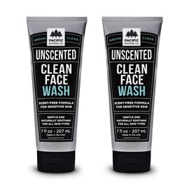 Pacific Shaving Company Clean Facial Wash - UNSCENTED | Natural Face Wash for Sensitive Skin (7 oz) - Pack of 2